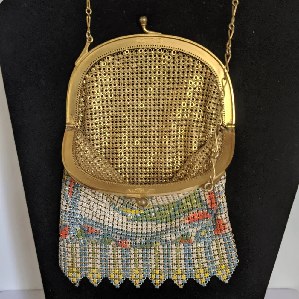 Vintage Whiting and Davis Enameled Mesh Purse 1920s - Picture 6 of 6